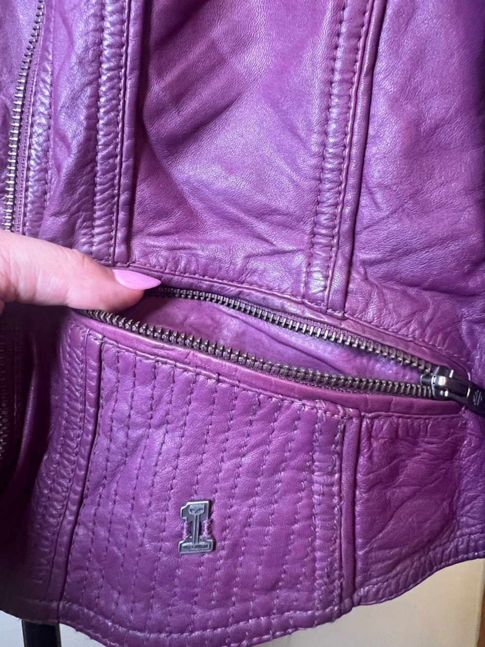 Harley Davidson‎ Purple Leather Moto Jacket Studded Small - Picture 13 of 16